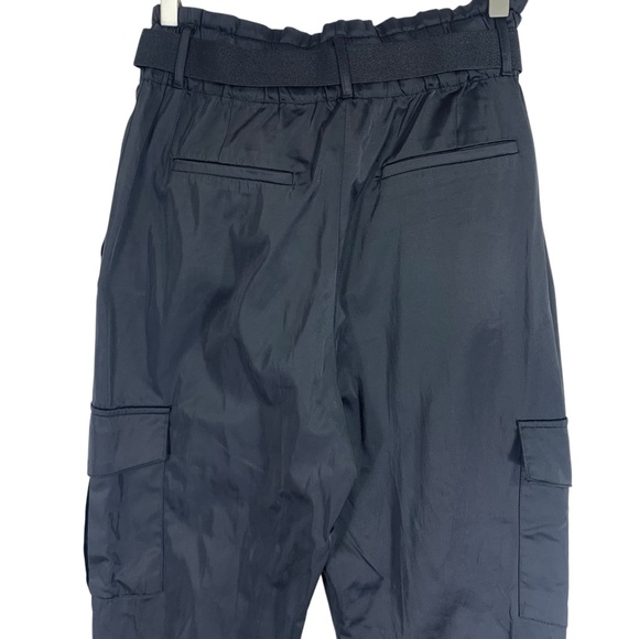 Zara women's black satin edgy sleek  Cargo Pants size med - Picture 8 of 11